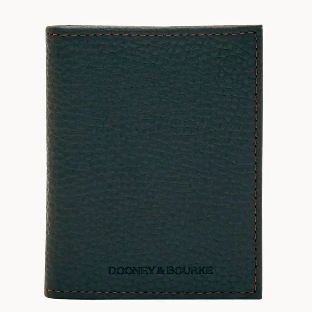 Dooney & Bourke Brown Tmoro Italian Pebbled Leather Multifunction Money Clip NWT